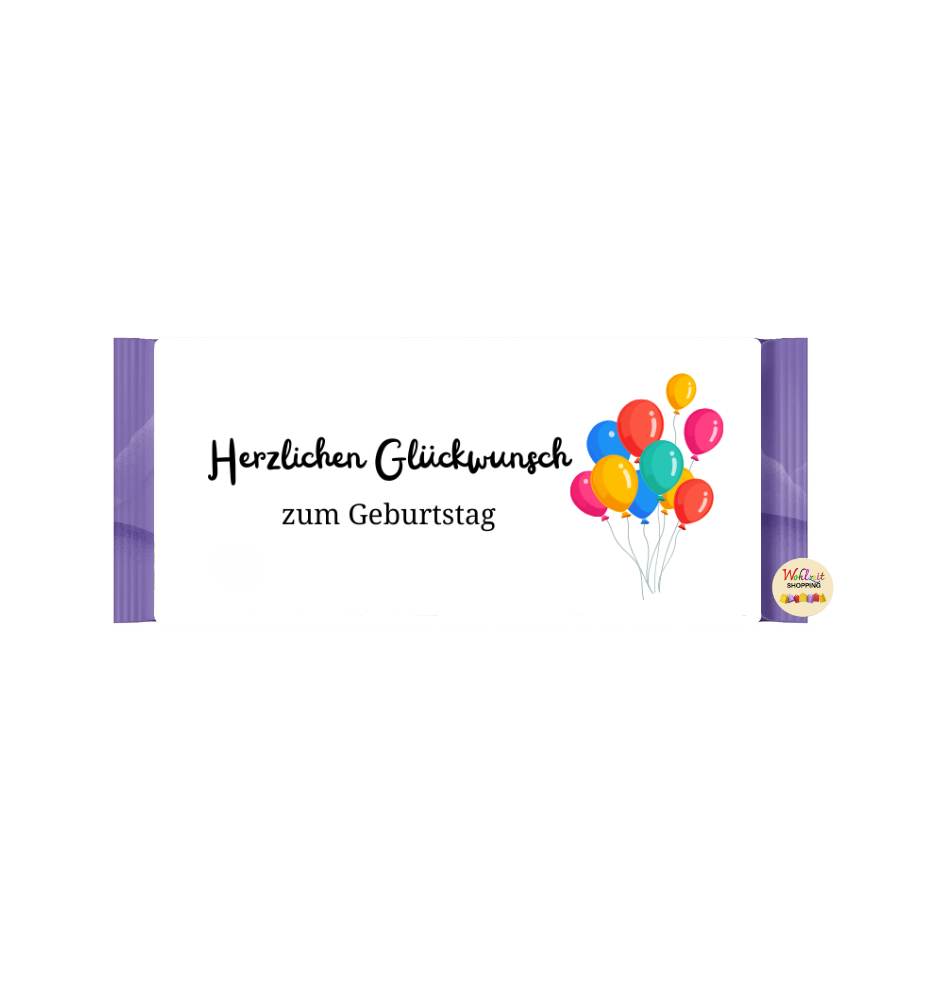 Herzlichen Glückwunsch zum Geburtstag - Banderole Schokoladentafel - Luftballons – Bild 2