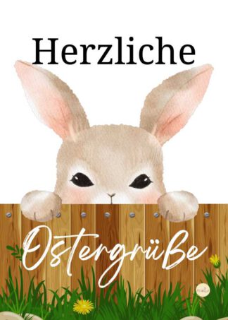 Herzliche Ostergrüße_Hase_Zaun