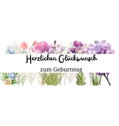 Herzlichen Glückwunsch zum Geburtstag -  Banderole Schokoladentafel - Blumen – Bild 4