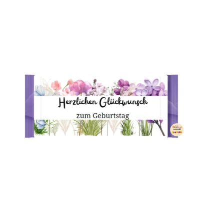 Herzlichen Glückwunsch zum Geburtstag -  Banderole Schokoladentafel - Blumen – Bild 3