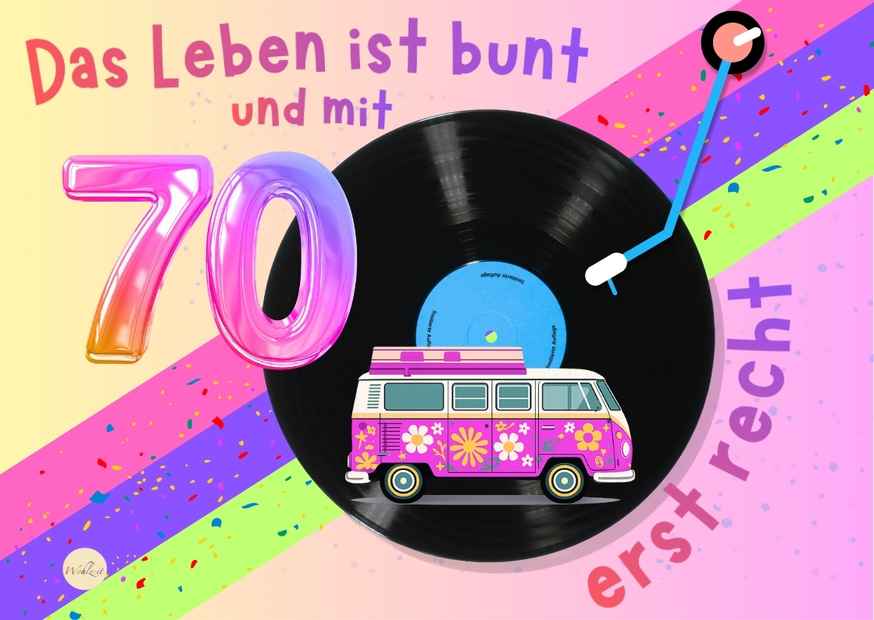 Das Leben ist bunt und mit 70 erst recht! – Digitales Geburtstagsmotiv | JPG Download – Bild 4