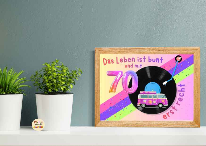 Das Leben ist bunt und mit 70 erst recht! – Digitales Geburtstagsmotiv | JPG Download – Bild 6