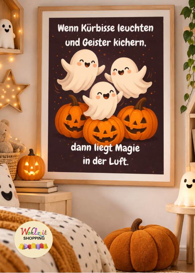 Wenn Kürbisse leuchten und Geister kichern, dann liegt Magie in der Luft – Digitales Motiv zum Ausdrucken| JPG Download (Kopie) – Bild 5
