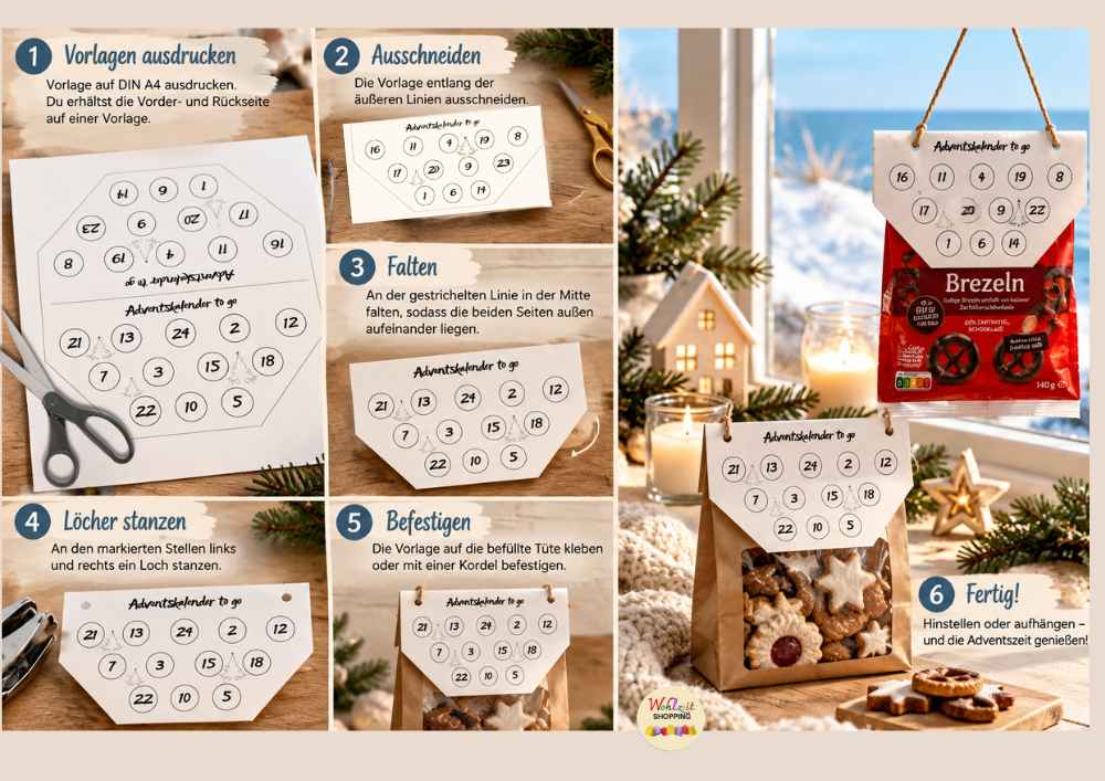 Adventskalender to go – Weihnachtsbäume | Vorlage zum Ausdrucken – Bild 3